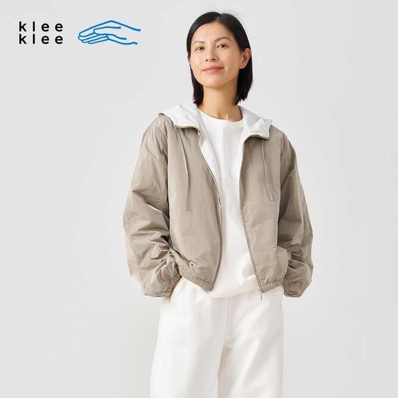 素然klee klee 秋季女士休闲气质经典回收尼龙运动感薄棉短外套