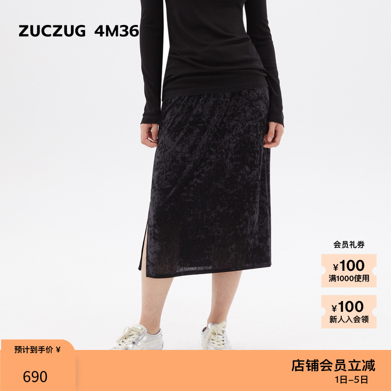 ZUCZUG4M36气质光泽丝绒半裙