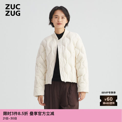 ZUCZUG防绒棒球领白色羽绒服