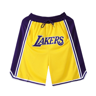 湖人科比复古刺绣篮球短裤詹姆斯美式宽松透气热火公牛五分短裤男