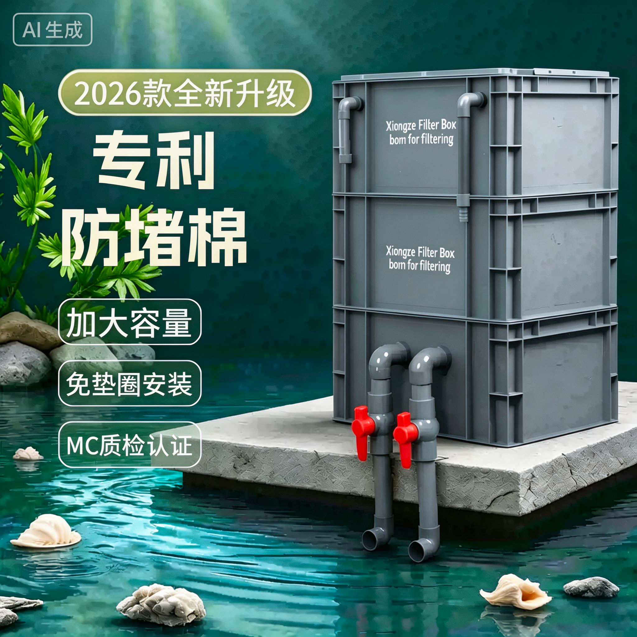 【专利防堵棉】款鱼缸鱼池水循环系统周转箱过滤箱滴流盒过滤器