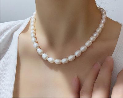 淡水珍珠米型新款天然珍珠项链