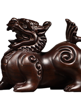 黑檀木雕貔貅摆件一对实木雕刻