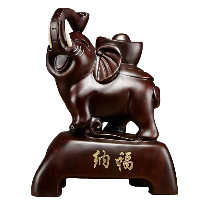大象摆件家居客厅电视柜黑檀木雕