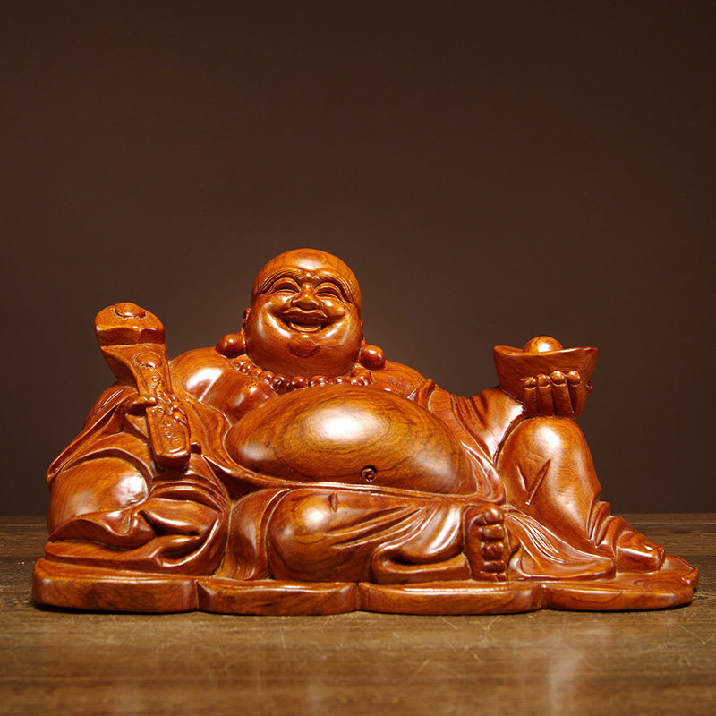 木雕弥勒佛摆件花梨木坐佛实木坐笑佛雕刻工艺品家居装饰开业送礼