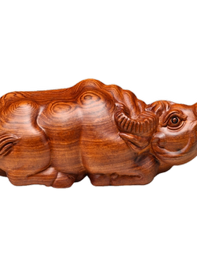 花梨木质牛摆件木雕水牛生肖牛木牛家居客厅办公室装饰送礼工艺品