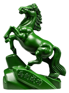 绿色木雕马摆件实木雕刻红木马摆件木绿马家居开业创意礼品工艺品