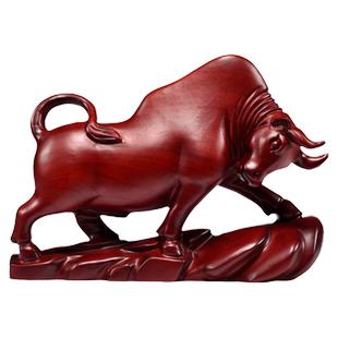 红木牛摆件红色木牛中式工艺品实木雕刻木质华尔街牛客厅装饰送礼