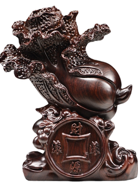 黑檀木雕刻白菜摆件实木百财雕刻家居客厅玄关装饰开业送礼工艺品