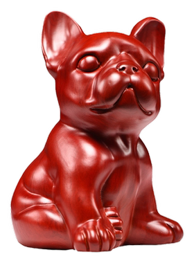 红色木质狗摆件生肖狗实木雕刻狗家居客厅办公装饰开业送礼工艺品