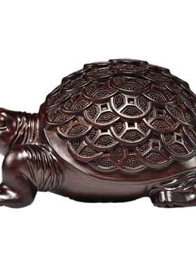 黑檀木雕金钱龟客厅玄关桌面摆件