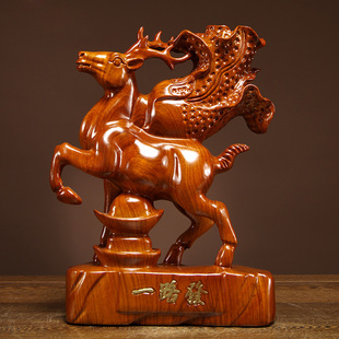 饰工艺品开业礼品 花梨木雕刻梅花鹿白菜摆件家居客厅办公室寓意装