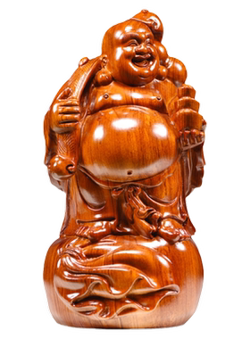花梨实木雕刻大号布袋大肚弥勒笑佛像摆件家居客厅装饰送礼工艺品