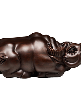 黑檀木质牛摆件木雕水牛生肖牛木牛家居客厅办公室装饰送礼工艺品