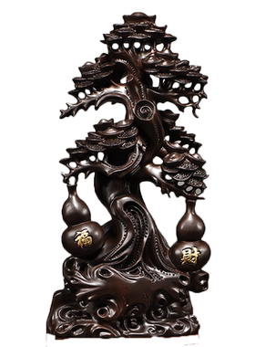 黑檀木乔迁送礼家居客厅摇钱树