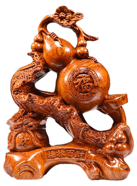 花梨木雕刻葫芦白菜摆件实木质福禄百财葫芦家居客厅装饰工艺礼品