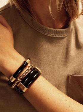 法国小众Aureli*Bider*ann珐琅叠戴手镯女复古轻奢时尚高级感手环