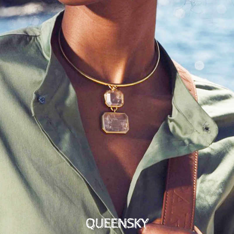 天然水晶项链耳坠欧美风