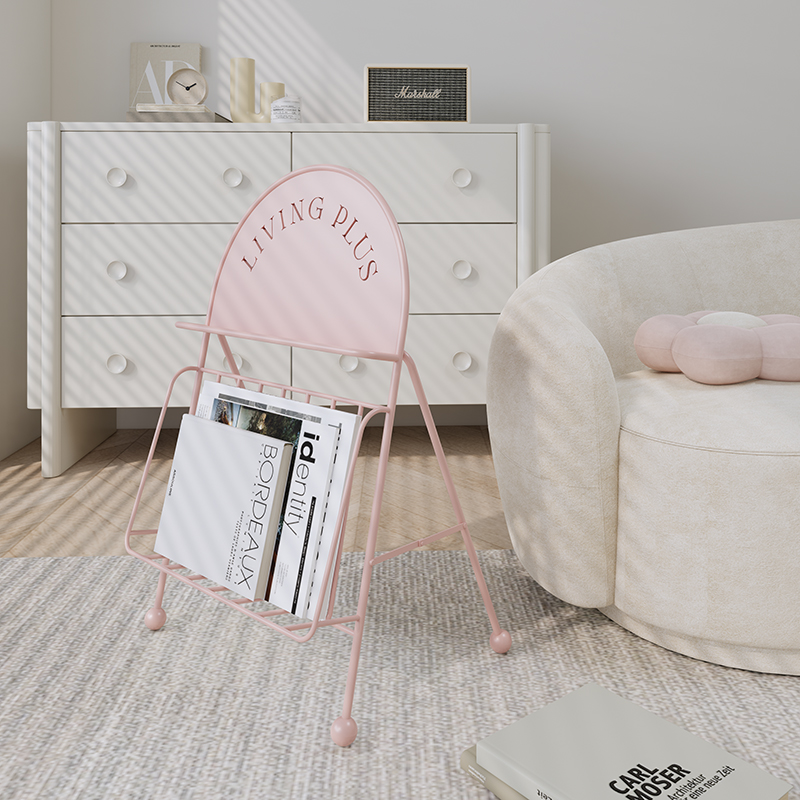 沐上多巴胺彩色铁艺杂志架中古落地书架创意书报架展示架客厅摆件