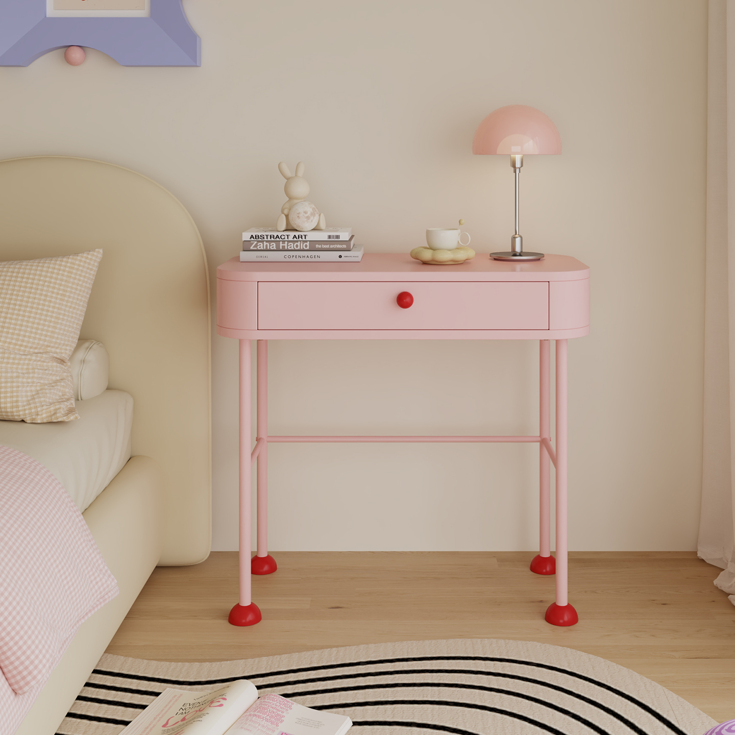 沐上多巴胺简约现代梳妆台设计师化妆桌卧室小户型多功能书桌一体