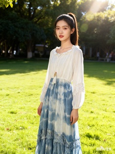 大理丽江手工扎染连衣裙