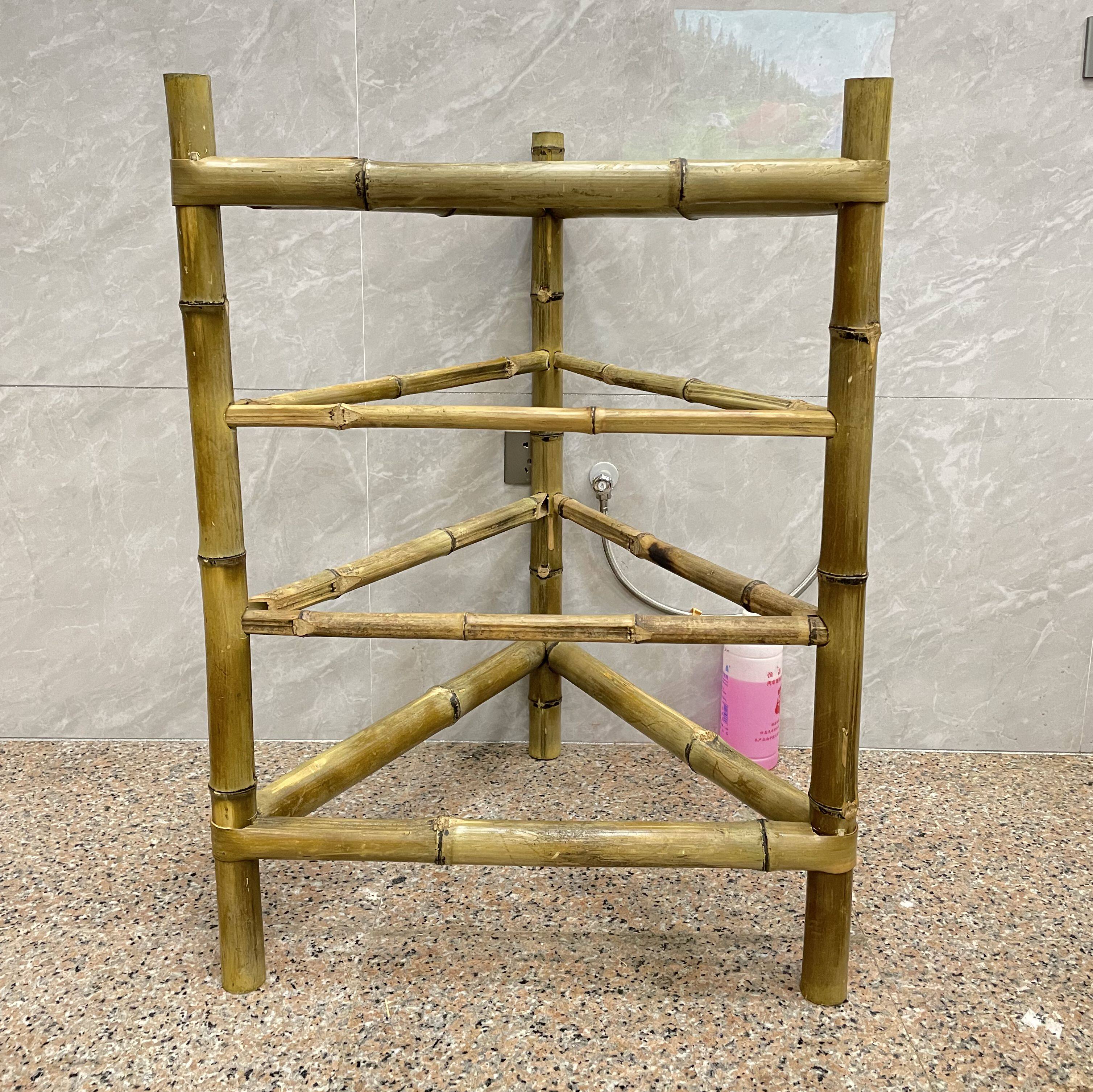 竹架子簸箕架市井火锅架家用晾晒三角置物架竹编多层干货晾晒竹架