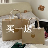 新款 可爱毛毡包手提包卡通公仔妈咪包百日宴礼品购物袋女生小拎包