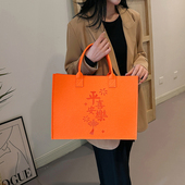 毛毡包女2024新款 大容量手提袋外出时尚 百搭上班通勤单肩托特包包