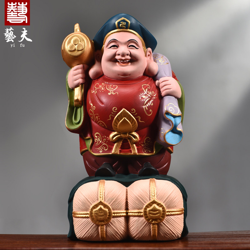 实木雕财神爷大黑天神像摆件木质
