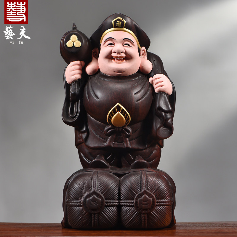 木雕大黑天财神爷佛像摆件实木