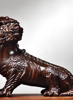 木雕神兽谛听摆件实木地藏王坐骑