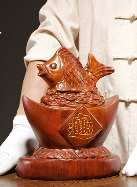 雕刻鲤鱼摆件电视柜乔迁新居礼品