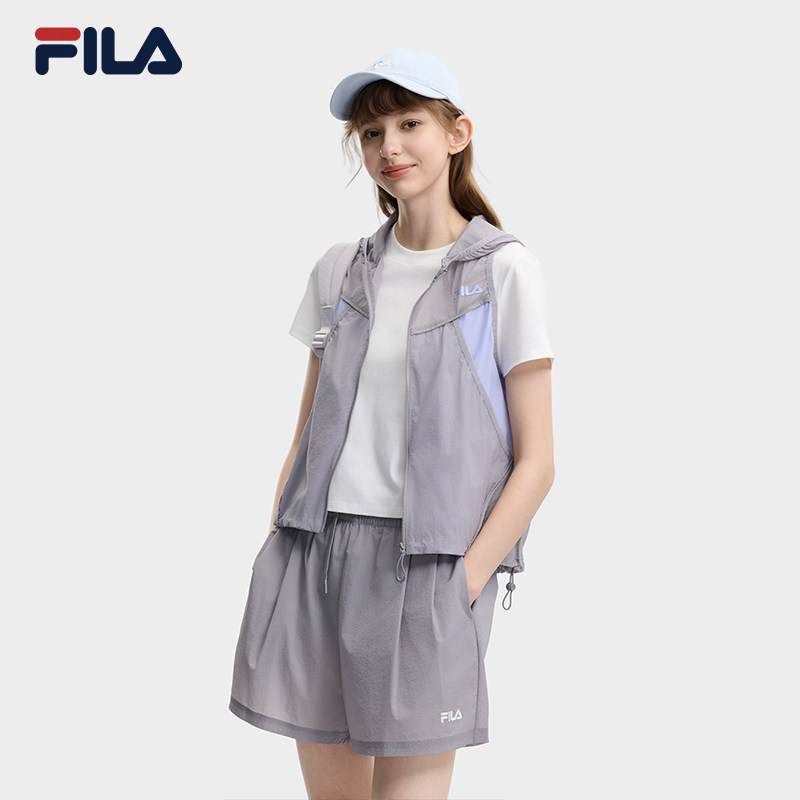 FILA 斐乐官方女士梭织马甲2026夏连帽无袖上衣F11W629705F