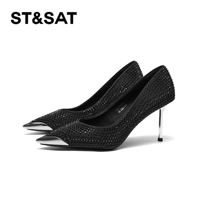 星期六高跟鞋尖头带钻宴会时尚婚鞋气质女鞋SSC3111098,女鞋,深口单鞋,淘宝优惠券,粉丝福利购,淘宝优惠卷