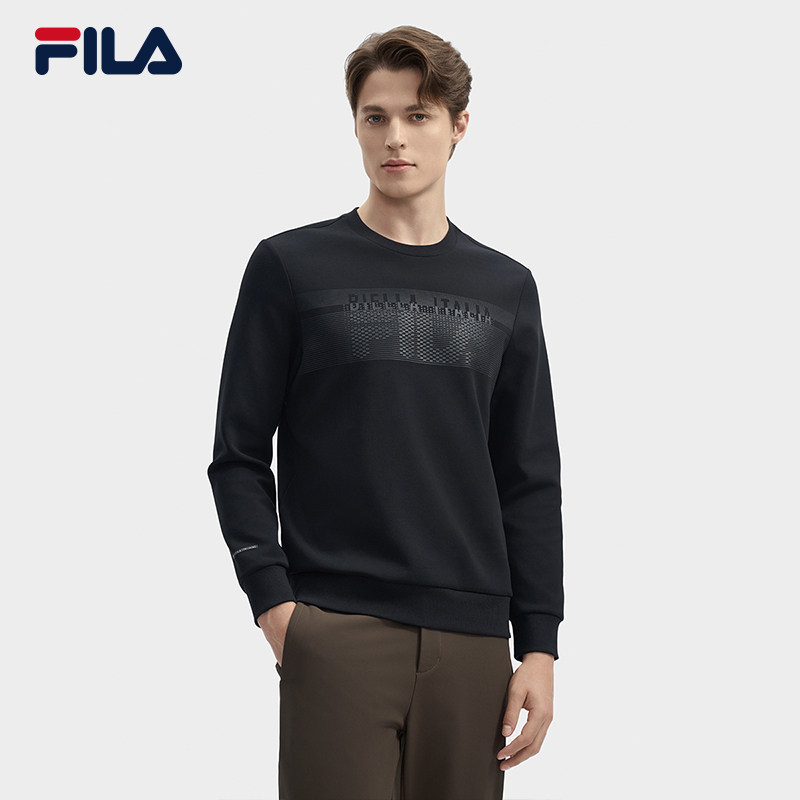 FILA 斐乐官方男套头卫衣2024冬休闲简约针织长袖上衣F61M543297A