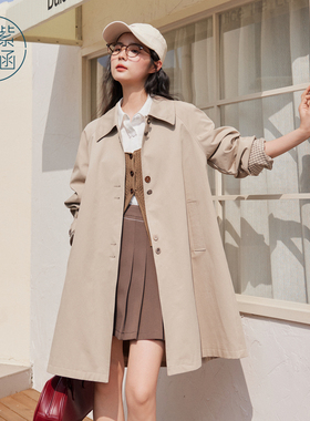 紫涵 风衣女2025年秋季 文艺气质宽松显瘦单排扣外套Z5Z07BS279