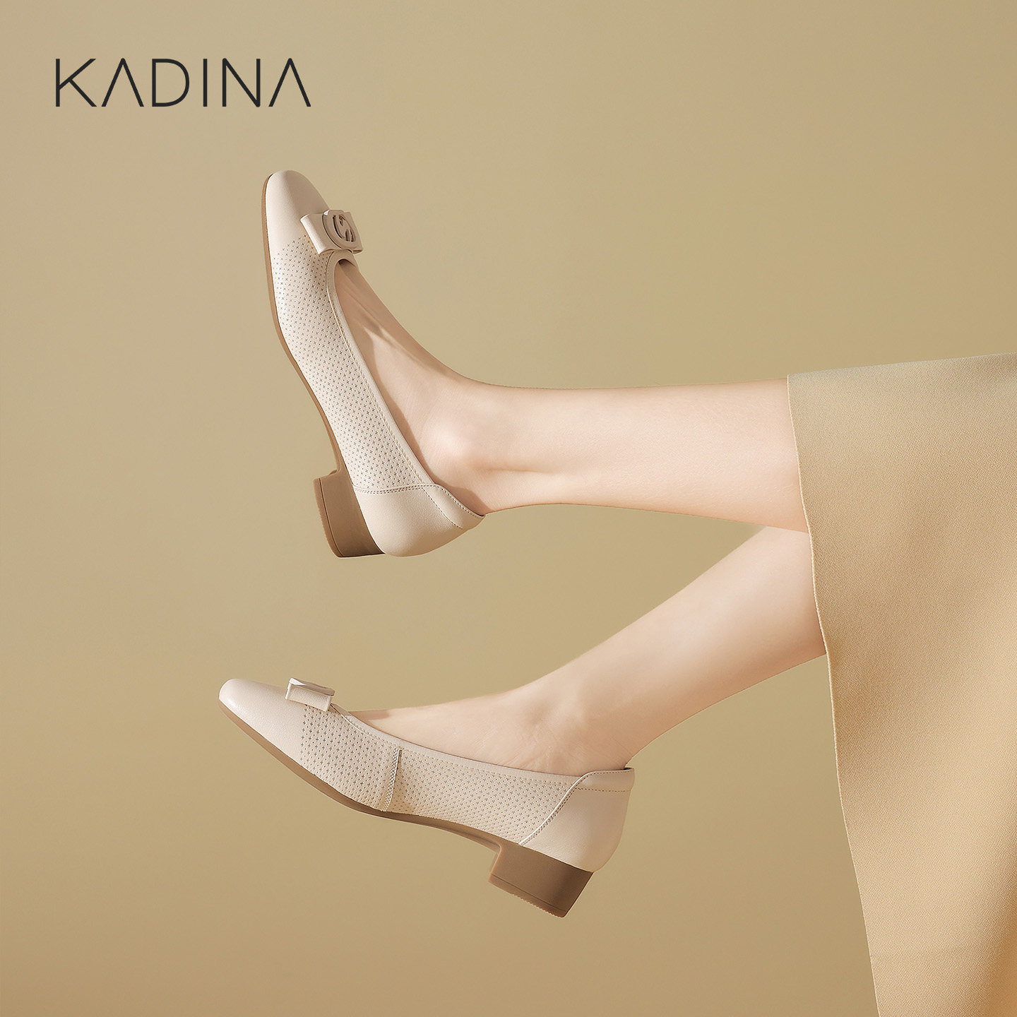卡迪娜/KADINA单鞋女方头通勤一脚蹬工作鞋KS261525图片