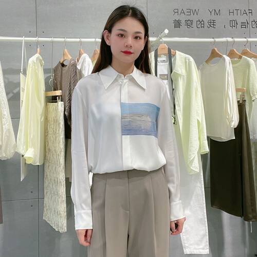 麦檬女士印花宽松衬衫5E812S681M