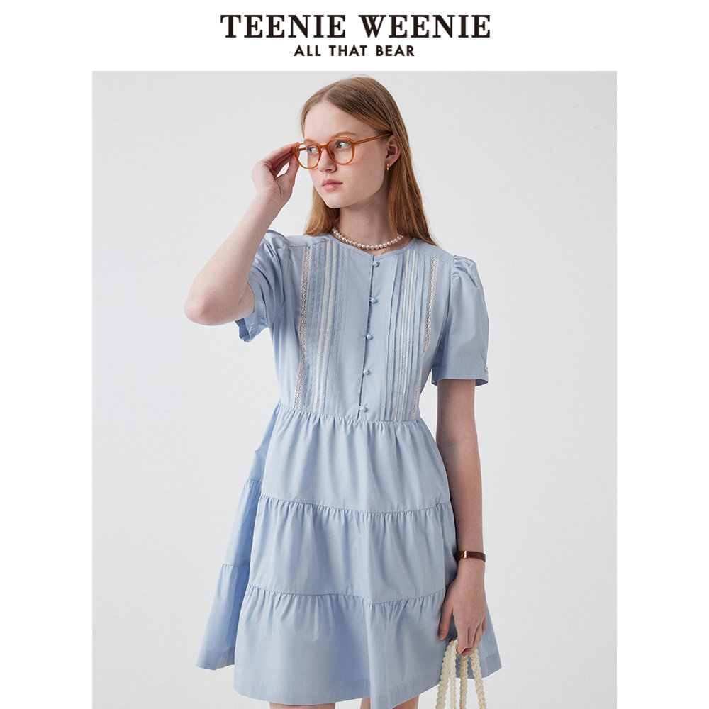 TeenieWeenie小熊女装连衣裙2025年夏季气质少女感学院风裙子