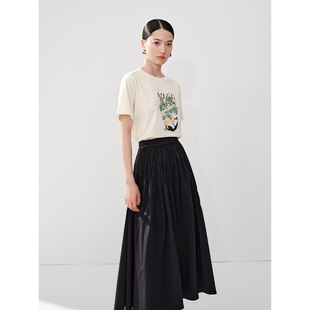 衣香丽影黑色不规则高腰显瘦宽松半身裙940343114