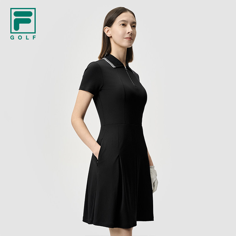 FILA 斐乐官方女子连衣裙2025夏季新款运动修身POLO裙A11W525303F