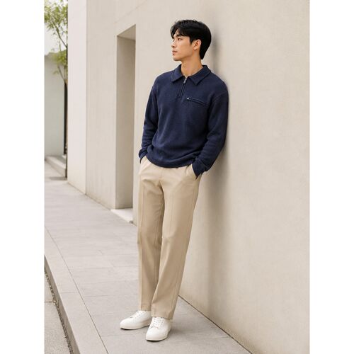 Levi’s李维斯秋季男士翻领半拉链针织毛衣007W2-0000