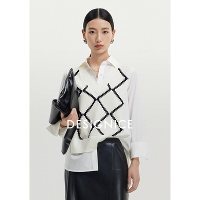 迪赛尼斯 拼接长袖衬衫女