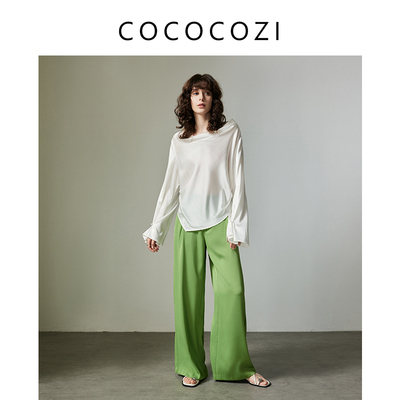 COCOCOZI【高知通勤】春秋优雅喇叭袖上衣衬衫女242CO057CS