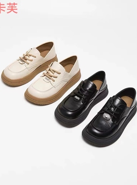 珂卡芙2024秋学院风系带小皮鞋1431A1681