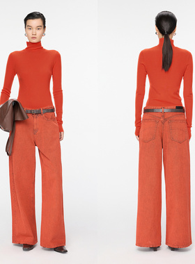 JNBY/江南布衣秋冬毛针织衫美丽诺高领红毛衣5OB314620