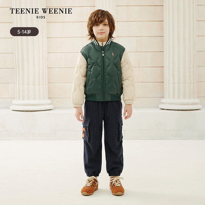 TeenieWeenieKids小熊童装24秋冬男童休闲加绒长裤TKTM244T03B