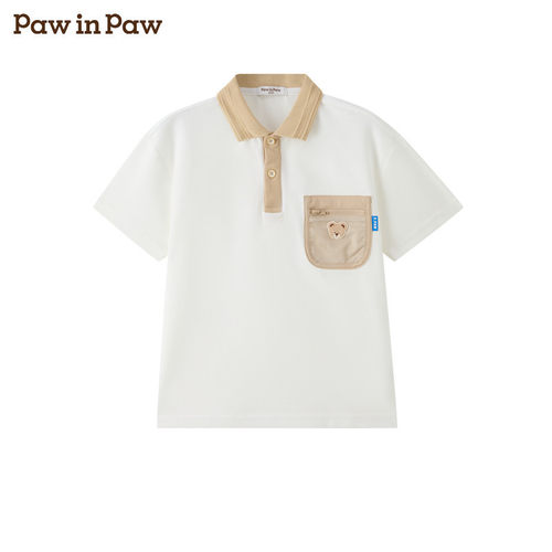 PawinPaw卡通小熊童装26年夏款男童翻领短袖POLO宽松
