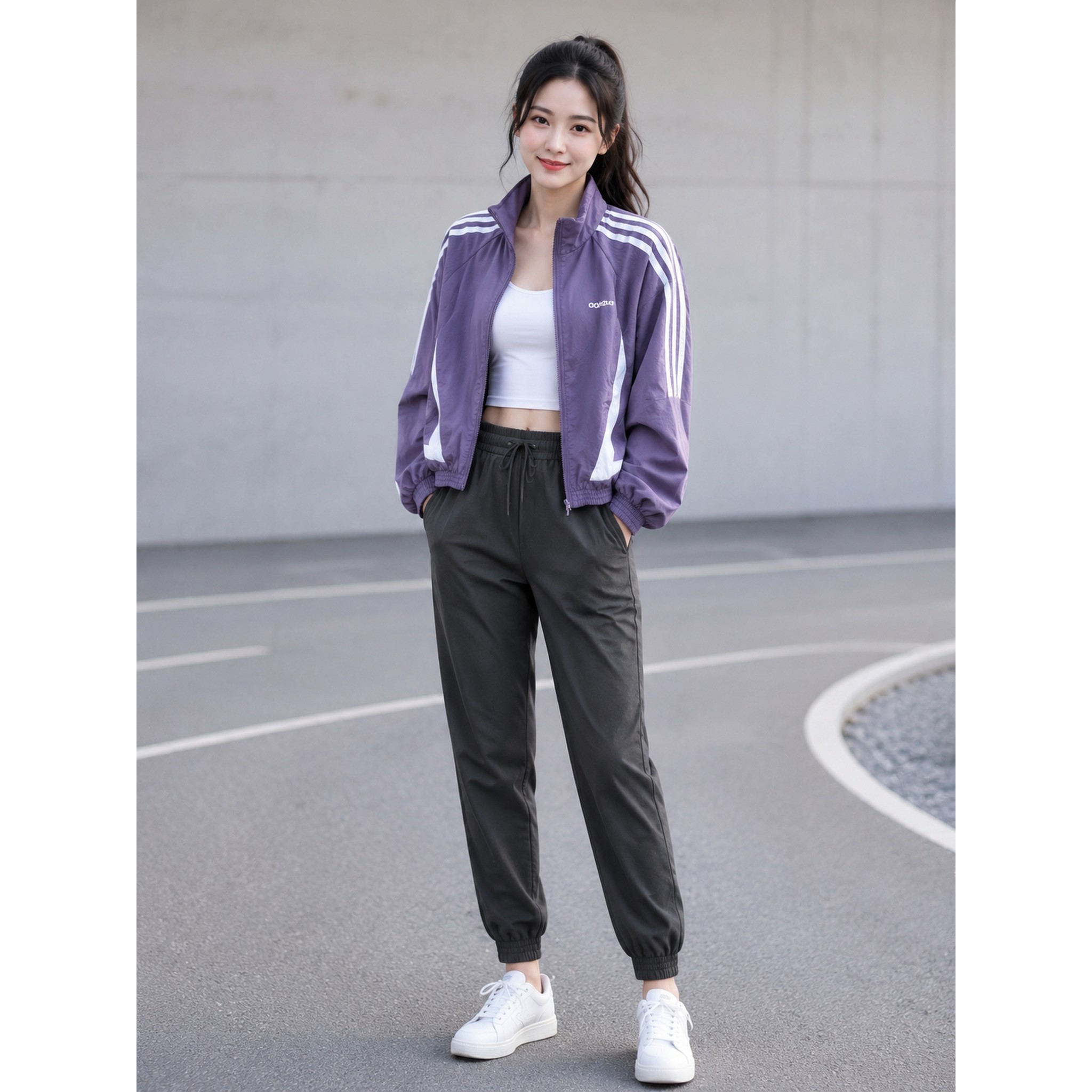 adidas neo春秋女士休闲运动立领外套KY8477