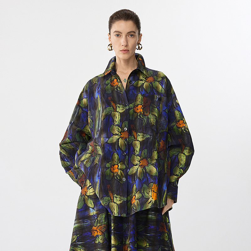 JNBY/江南布衣25春棉麻衬衫休闲水仙花5P1213050